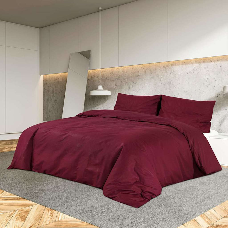 Set cu husă de pilotă, roșu bordo, 135x200 cm, microfibră