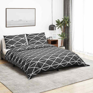 Set cu husă de pilotă, gri închis și alb, 220x240 cm, bumbac