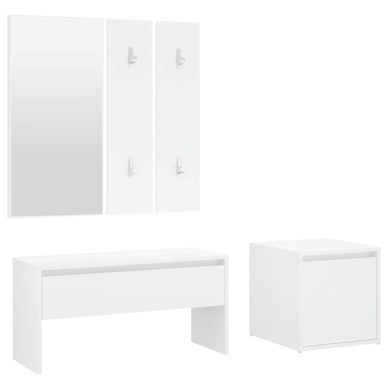 Set de mobilier pentru hol, alb, lemn prelucrat