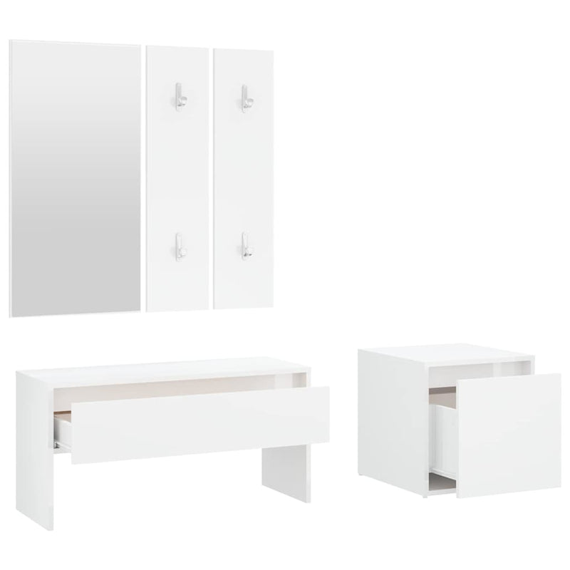 Set de mobilier pentru hol, alb, lemn prelucrat