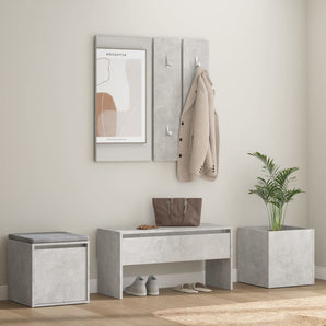 Set de mobilier pentru hol, gri beton, lemn prelucrat
