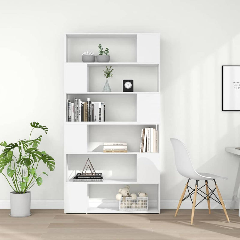 Bibliotecă/Separator cameră, alb, 100x24x188 cm