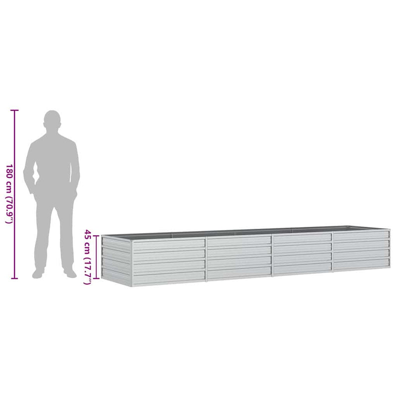 Strat înălțat de grădină argintiu 320x80x45 cm oțel galvanizat
