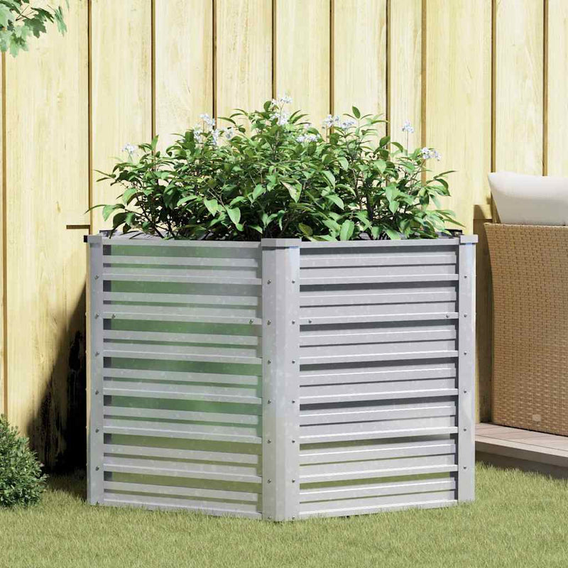 Strat înălțat de grădină argintiu 129x77 cm oțel galvanizat
