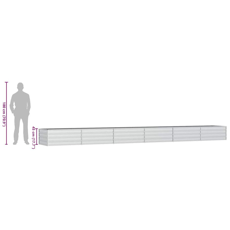 Strat înălțat de grădină argintiu 600x80x45 cm oțel galvanizat