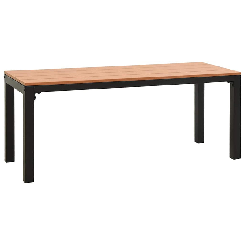 Bancă de grădină, maro și negru, 110 cm, oțel și WPC