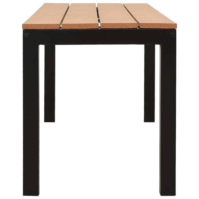 Bancă de grădină, maro și negru, 110 cm, oțel și WPC