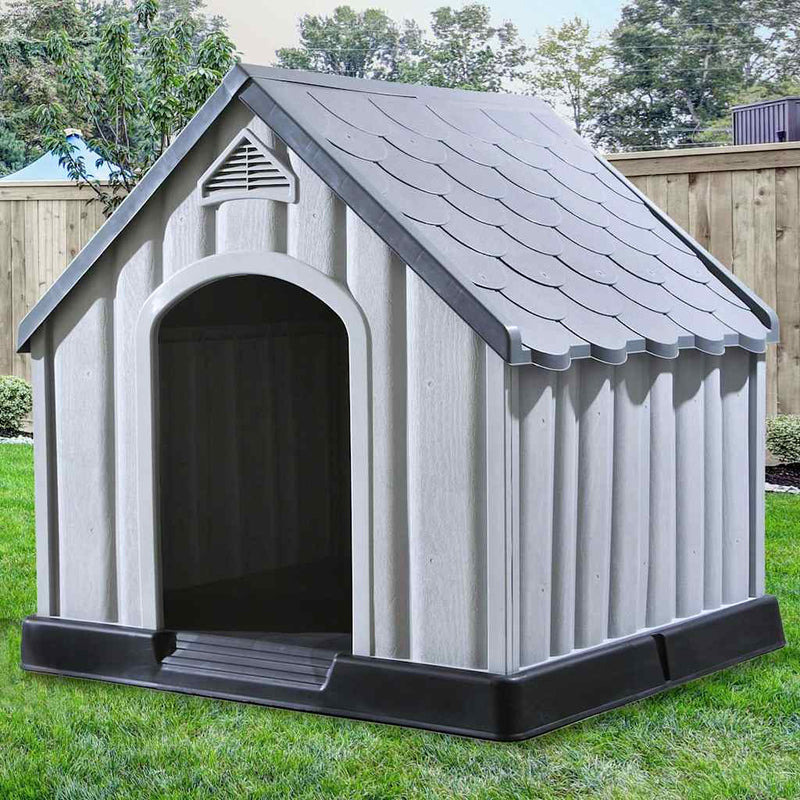 Cușcă pentru câini, gri, 92x87x91 cm, plastic