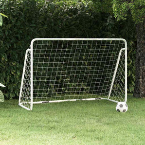 Poartă de fotbal cu plasă, alb, 180x90x120 cm, oțel
