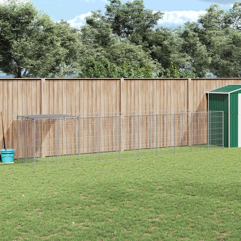 Padoc pentru câini, argintiu, 6,05 m², oțel
