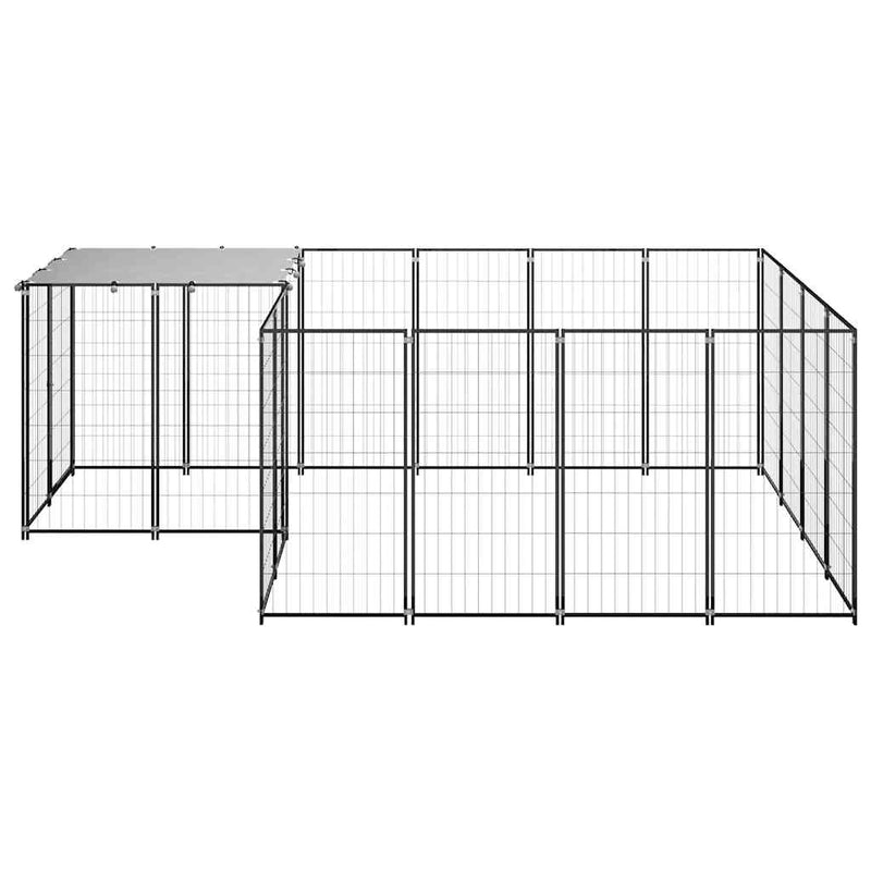 Padoc pentru câini, negru, 6,05 m², oțel