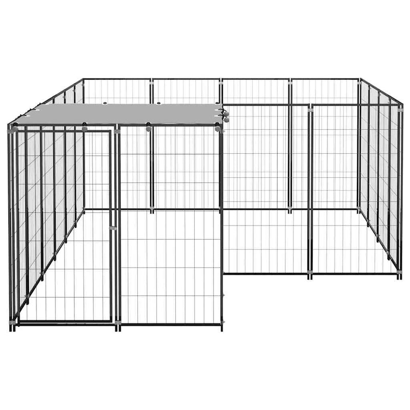 Padoc pentru câini, negru, 6,05 m², oțel