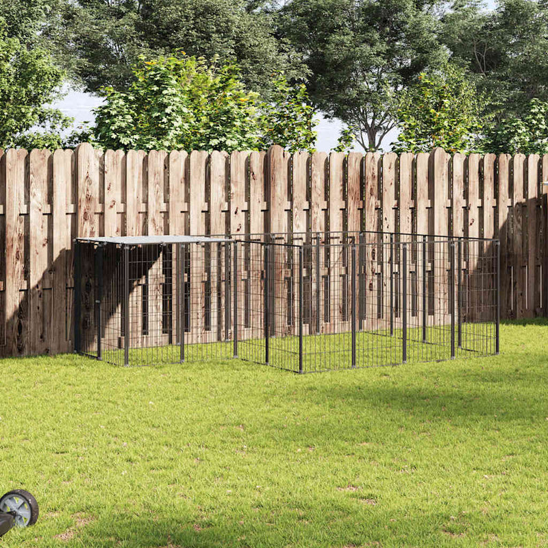 Padoc pentru câini, negru, 6,05 m², oțel