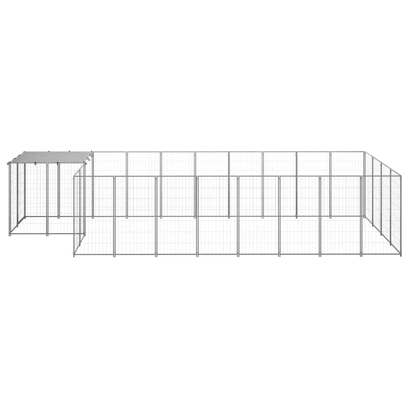 Padoc pentru câini, argintiu, 10,89 m², oțel