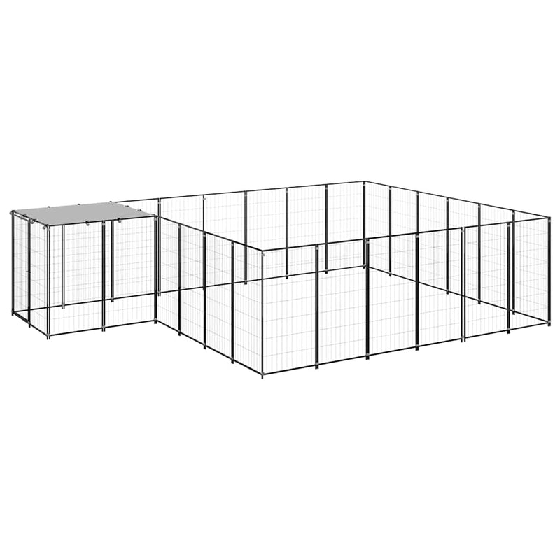 Padoc pentru câini, negru, 12,1 m², oțel