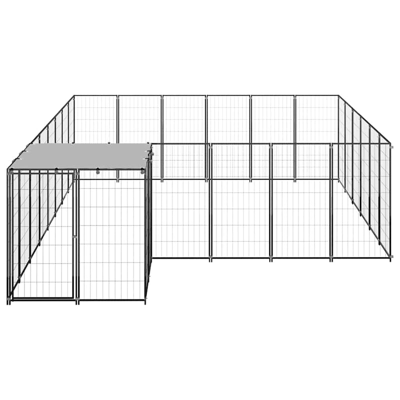 Padoc pentru câini, negru, 12,1 m², oțel
