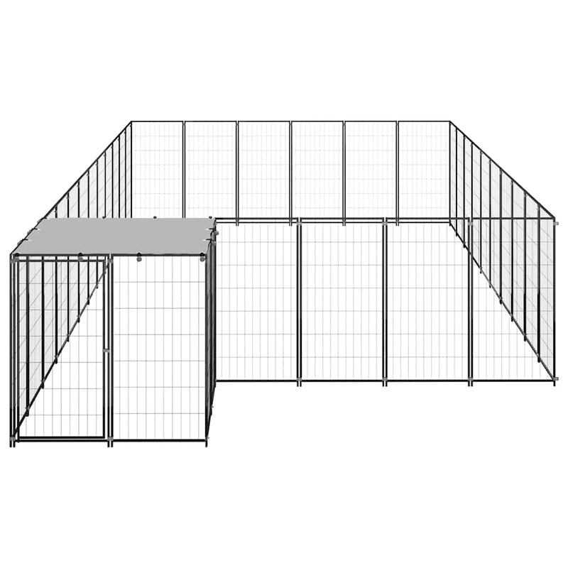 Padoc pentru câini, negru, 19,36 m², oțel