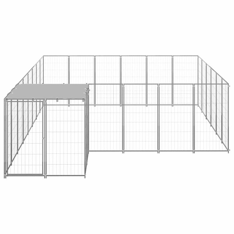 Padoc pentru câini, argintiu, 12,1 m², oțel