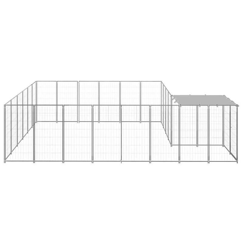 Padoc pentru câini, argintiu, 12,1 m², oțel