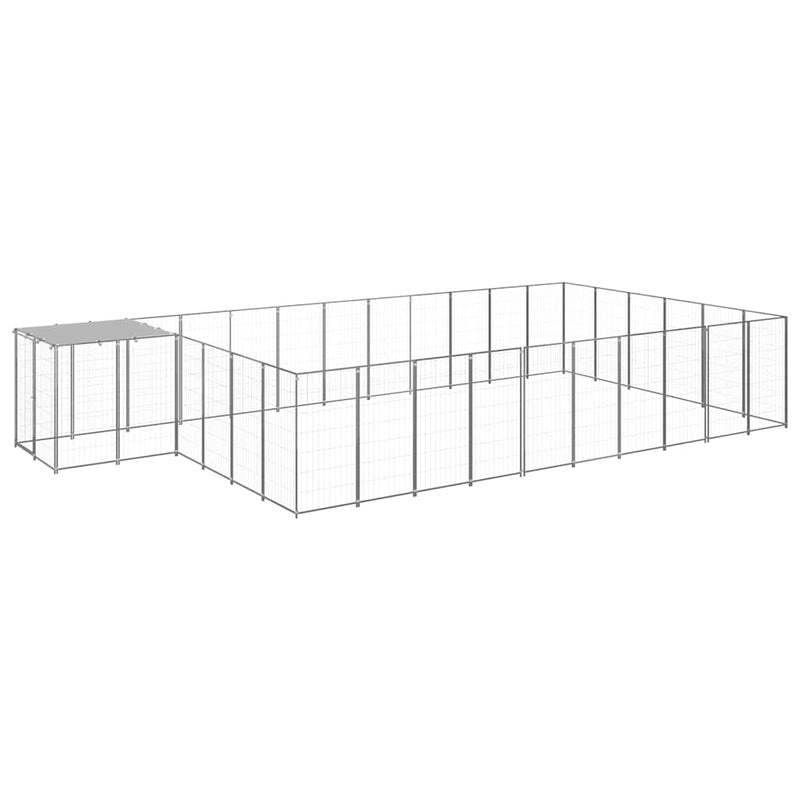 Padoc pentru câini, argintiu, 19,36 m², oțel