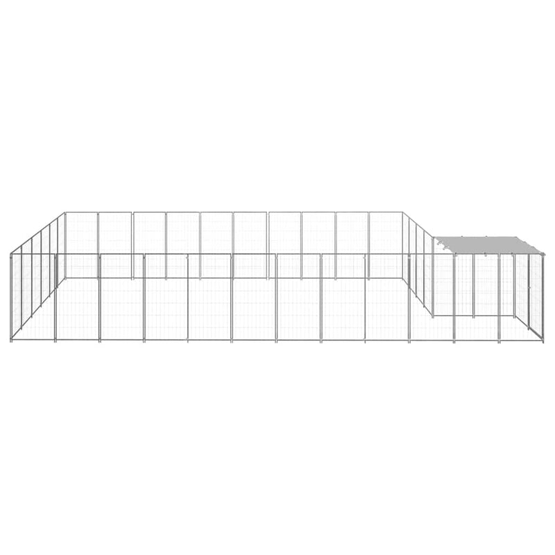 Padoc pentru câini, argintiu, 19,36 m², oțel