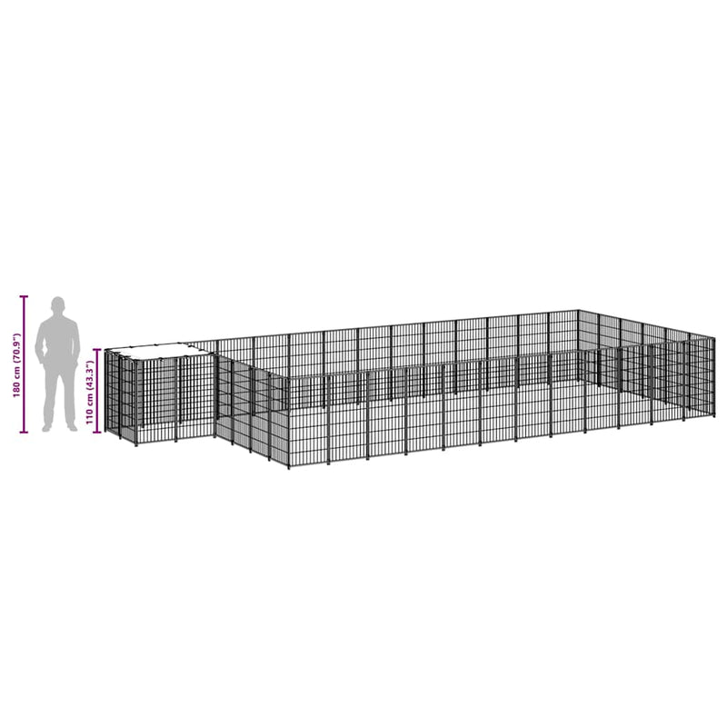 Padoc pentru câini, argintiu, 22,99 m², oțel