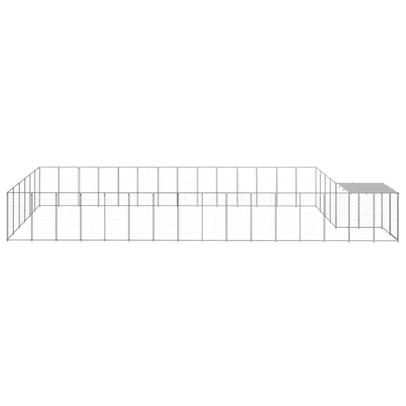Padoc pentru câini, argintiu, 26,62 m², oțel