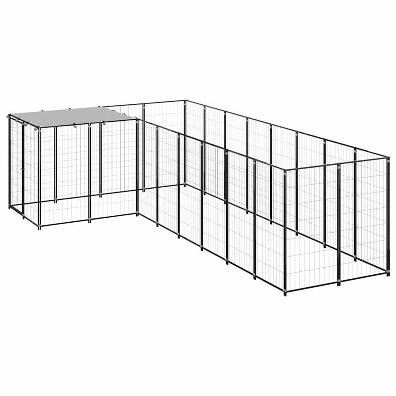 Padoc pentru câini, negru, 6,05 m², oțel