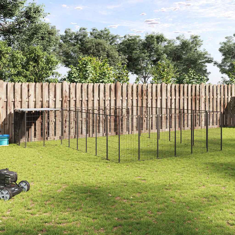 Padoc pentru câini, negru, 15,73 m², oțel