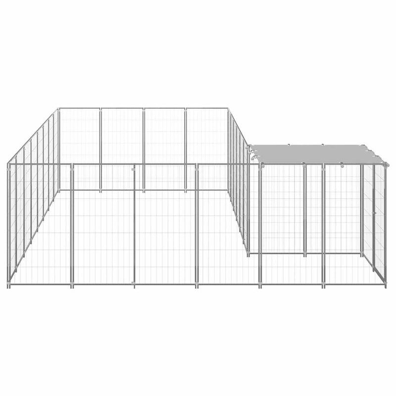 Padoc pentru câini, argintiu, 10,89 m², oțel