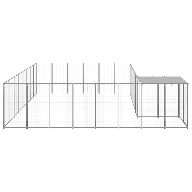 Padoc pentru câini, argintiu, 15,73 m², oțel