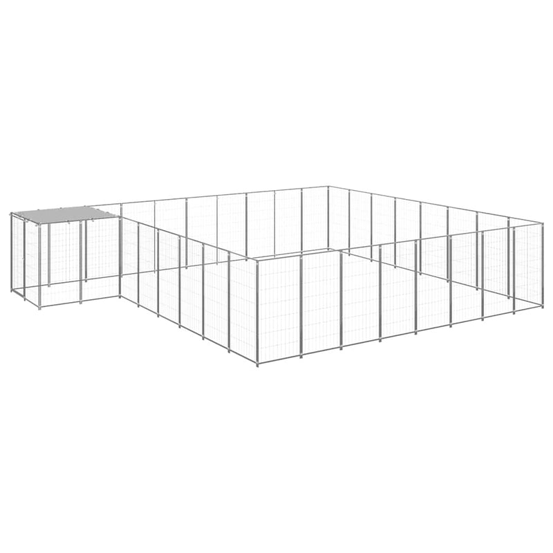 Padoc pentru câini, argintiu, 20,57 m², oțel