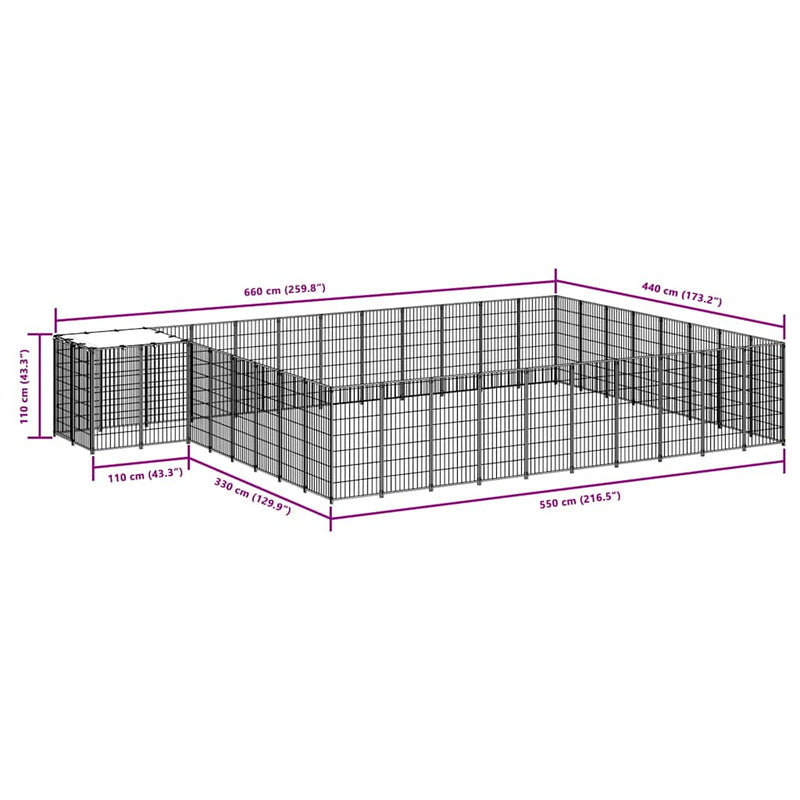 Padoc pentru câini, argintiu, 25,41 m², oțel