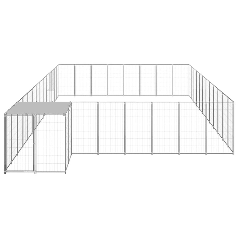 Padoc pentru câini, argintiu, 30,25 m², oțel