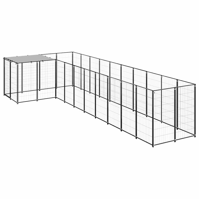 Padoc pentru câini, negru, 7,26 m², oțel