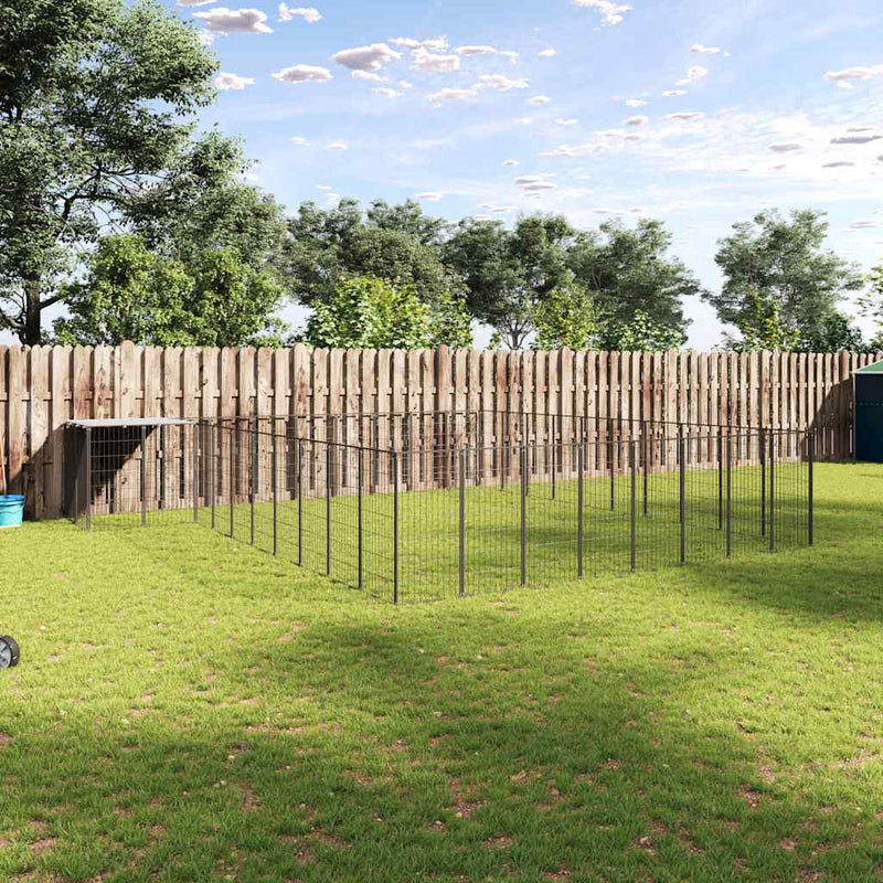 Padoc pentru câini, negru, 25,41 m², oțel