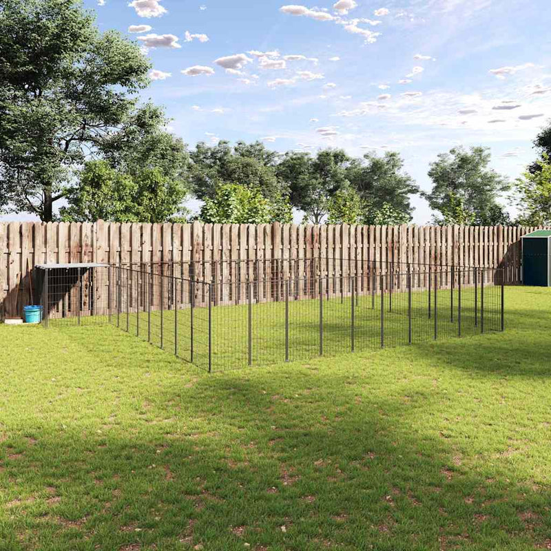 Padoc pentru câini, negru, 31,46 m², oțel