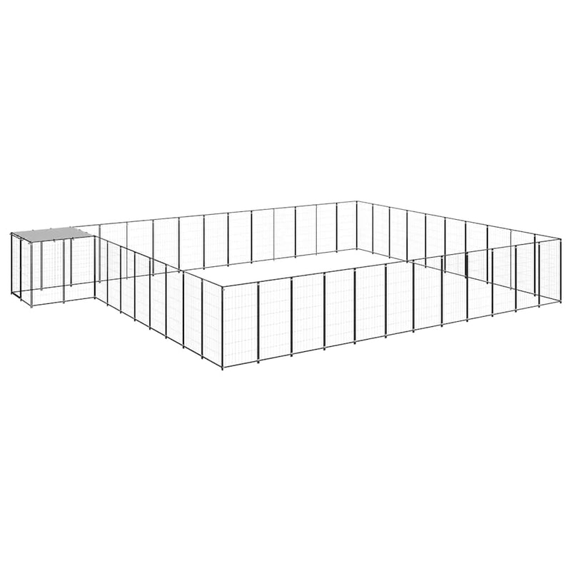 Padoc pentru câini, negru, 37,51 m², oțel