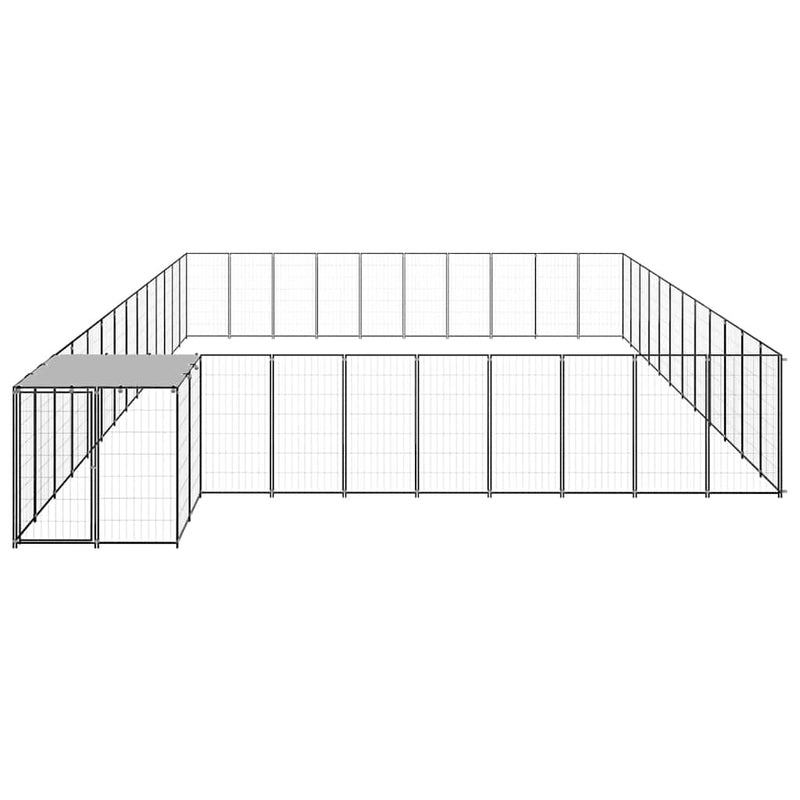 Padoc pentru câini, negru, 37,51 m², oțel