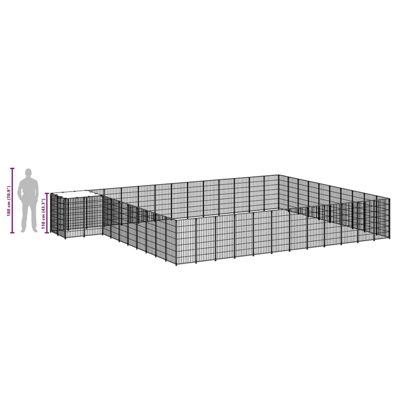 Padoc pentru câini, negru, 37,51 m², oțel