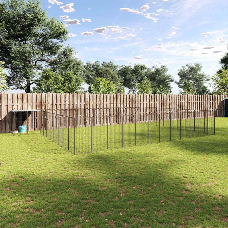 Padoc pentru câini, negru, 37,51 m², oțel
