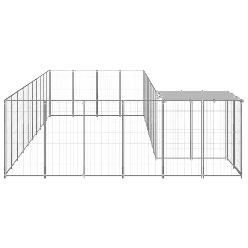 Padoc pentru câini, argintiu, 13,31 m², oțel