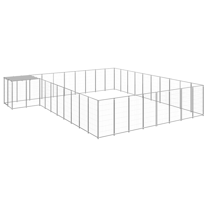 Padoc pentru câini, argintiu, 25,41 m², oțel