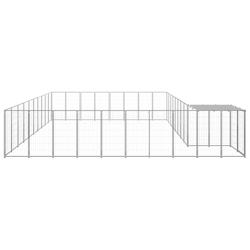 Padoc pentru câini, argintiu, 25,41 m², oțel