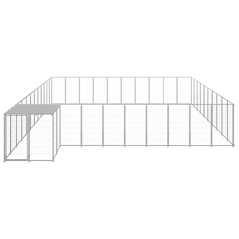 Padoc pentru câini, argintiu, 31,46 m², oțel