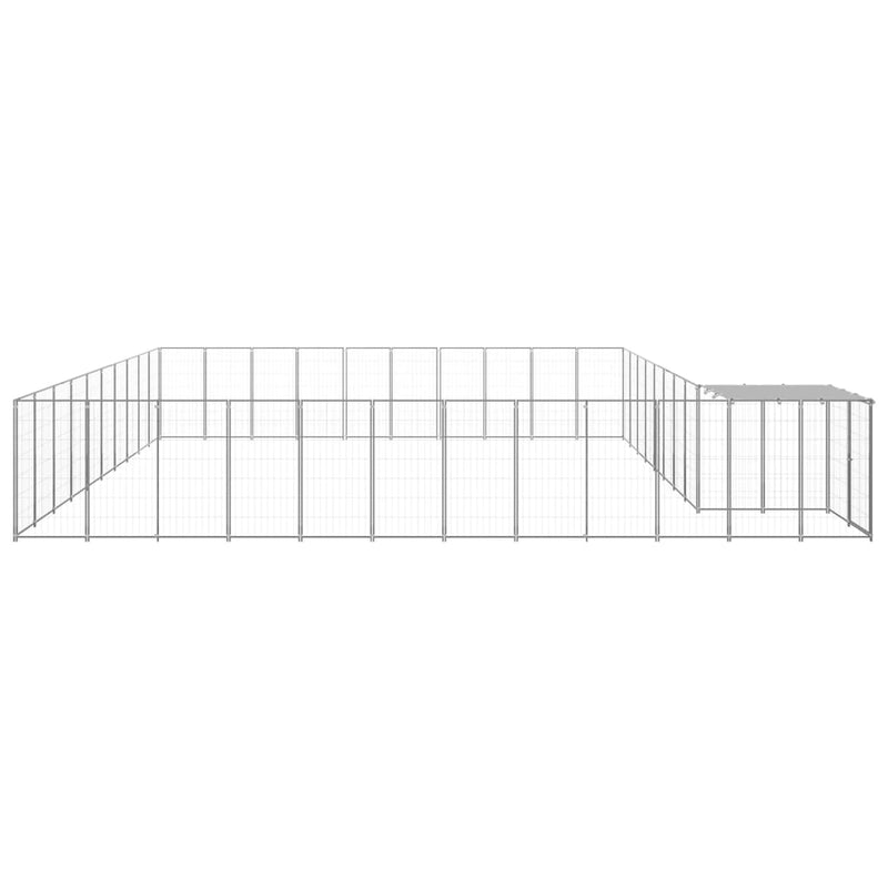 Padoc pentru câini, argintiu, 31,46 m², oțel