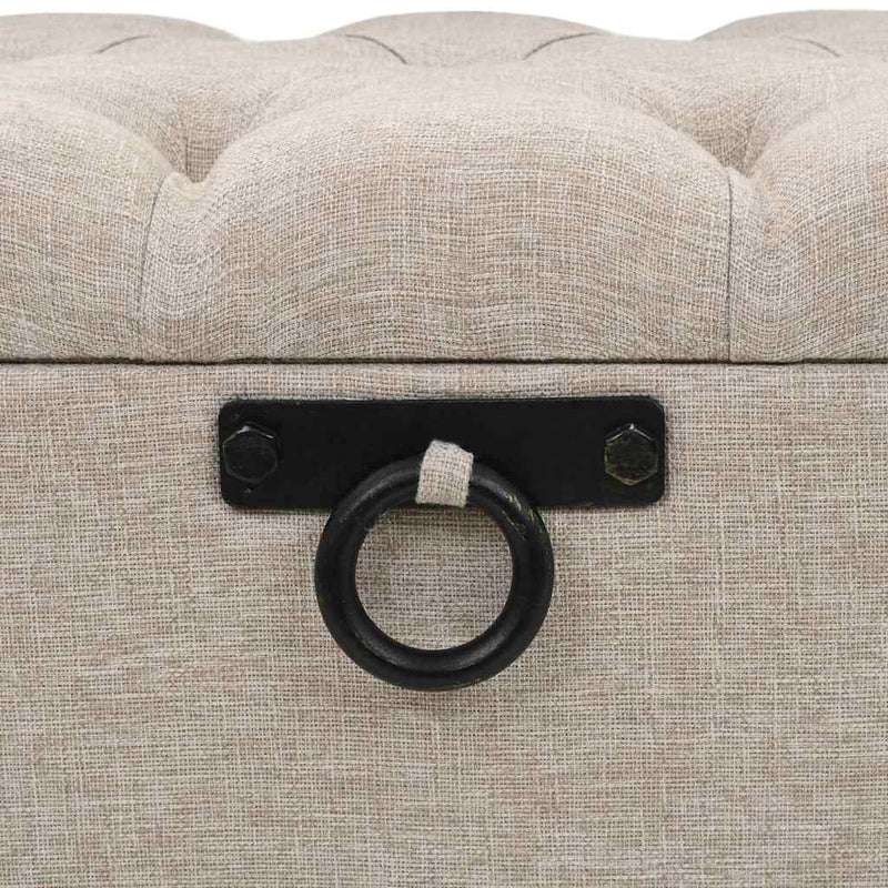 Bancă de depozitare cu spătar, crem, 110 cm, material textil