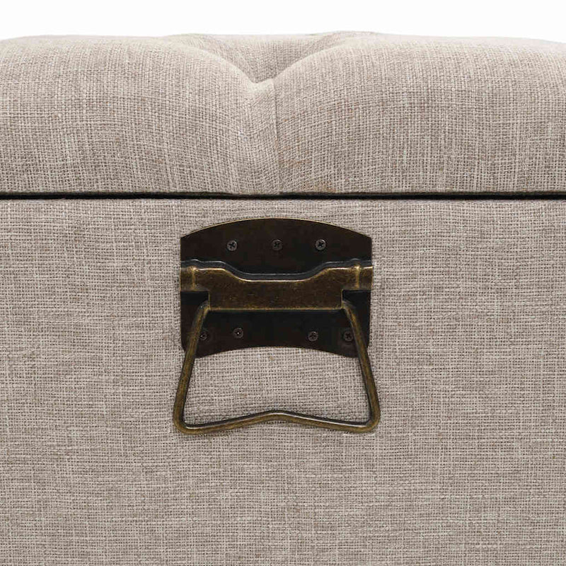 Bancă de depozitare cu spătar, crem, 110 cm, material textil