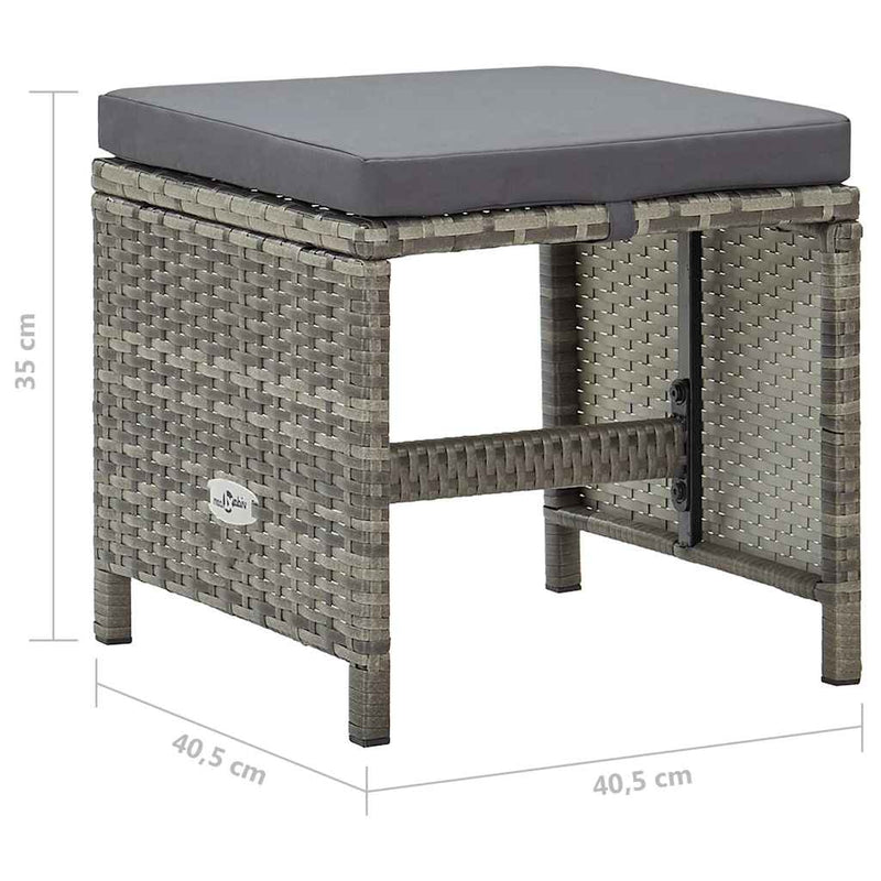 Taburete de grădină cu perne, 4 buc., gri, poliratan