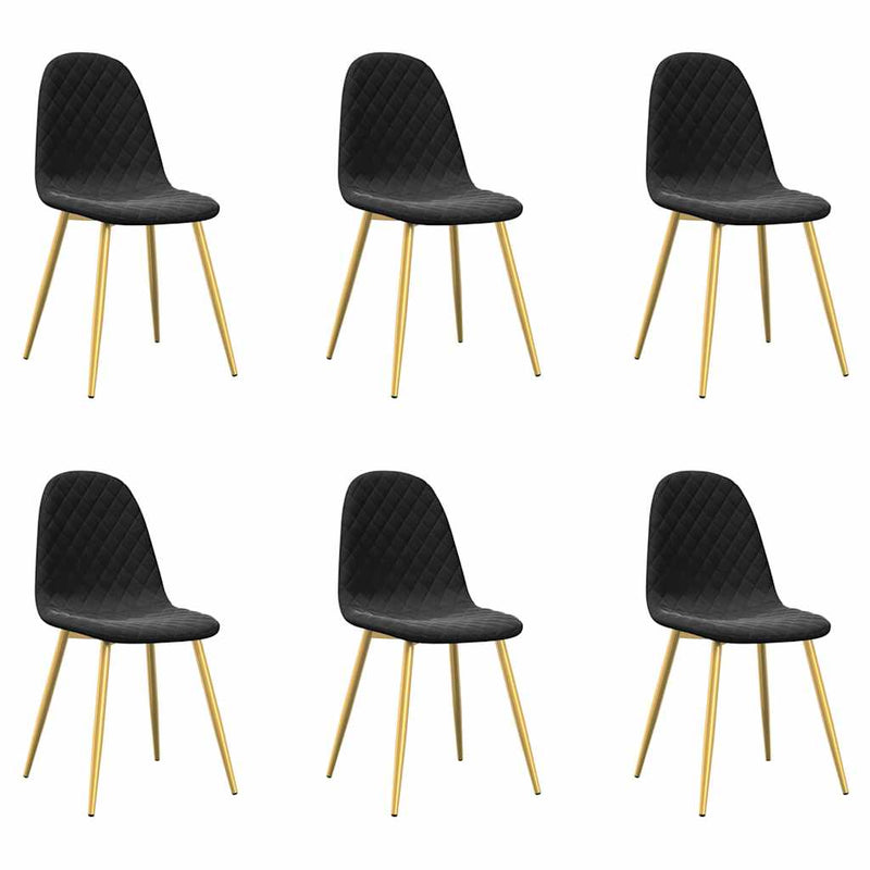 Scaune de sufragerie, 6 buc, negru, catifea
